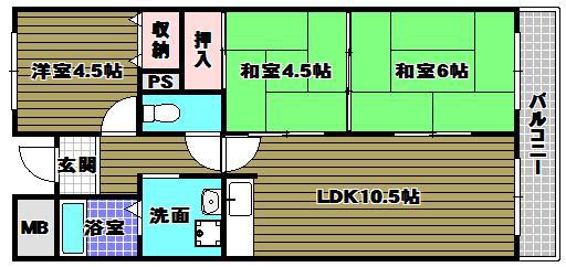 EVERGREEN泉ヶ丘2号館(3LDK/3階)の間取り写真