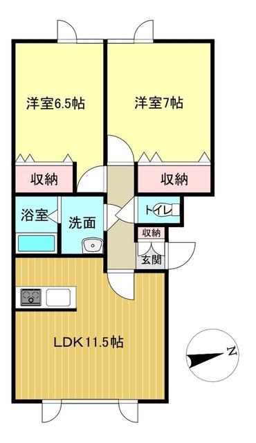 ルピナス(2LDK/2階)の間取り写真