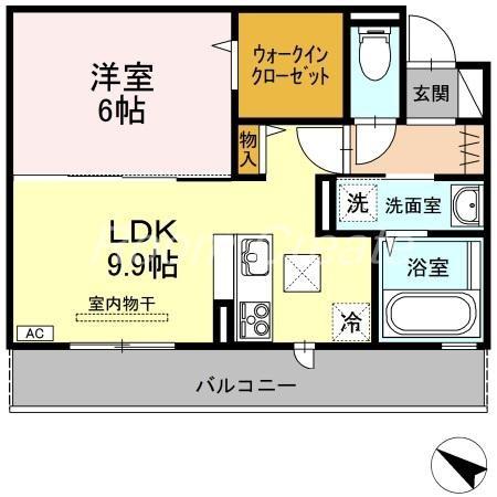 ハコマルシェ(1LDK/1階)の間取り写真