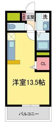 アンプルールクラージュ 平野(1K/1階)の間取り写真