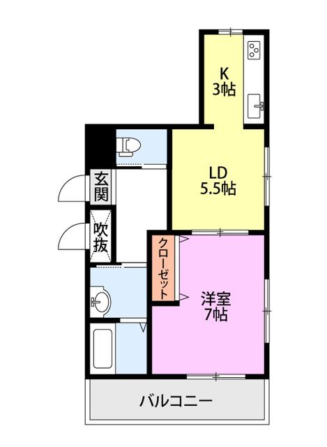 エトワール白新町(1LDK/3階)の間取り写真