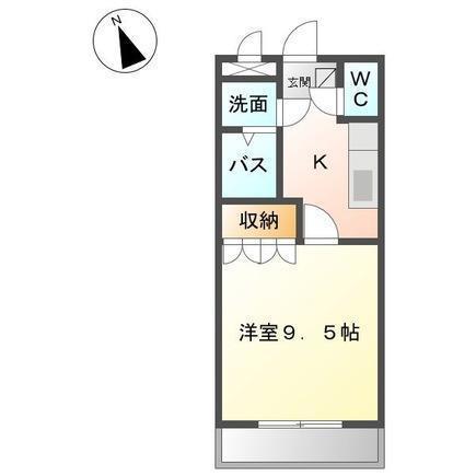 グロアシード(1K/1階)の間取り写真