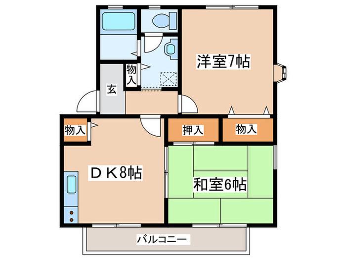 グレイスプラザII(2DK/1階)の間取り写真