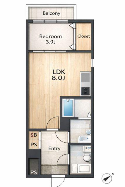 セブンプロート古市(1LDK/1階)の間取り写真