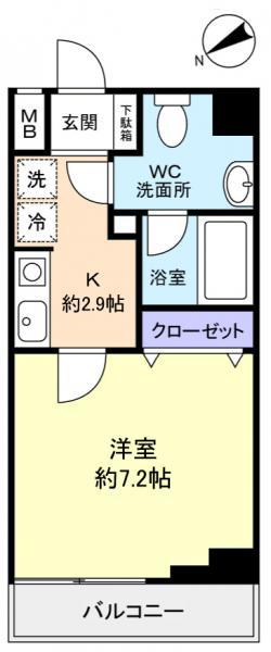 ASCENT Y 津田沼(1K/7階)の間取り写真