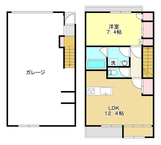 REBORN新町(1SLDK/1階)の間取り写真