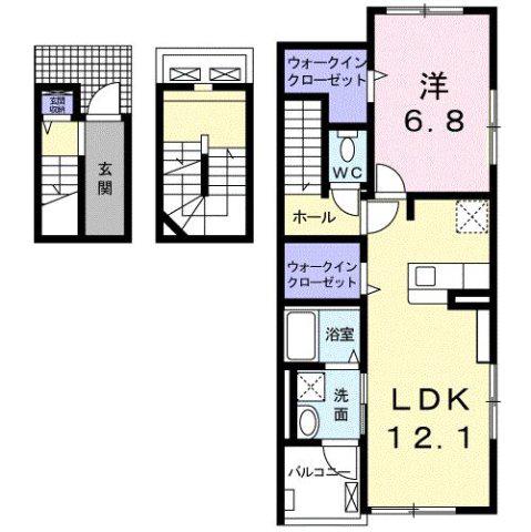 メゾンシュシュ(1LDK/3階)の間取り写真