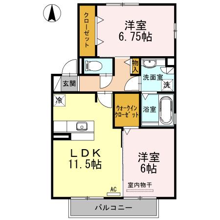 リバーベル(2LDK/2階)の間取り写真