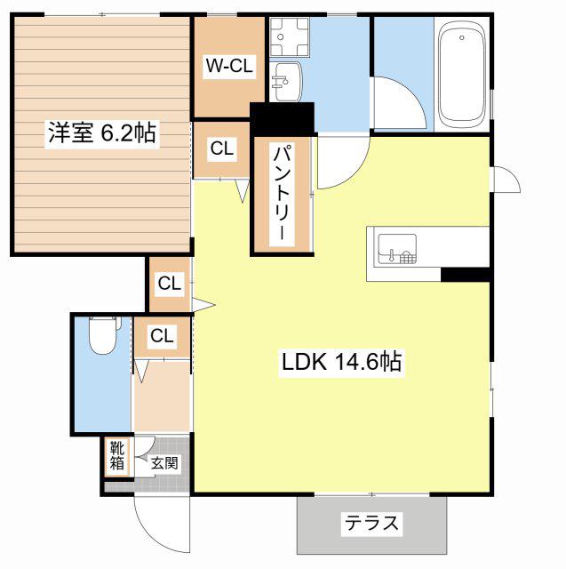 K・VILLAGE R棟(1LDK/1階)の間取り写真