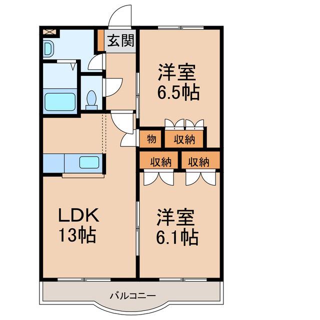 グランヴィア松江(2LDK/2階)の間取り写真