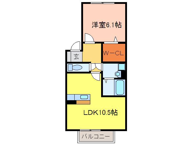 ファミール江川(1LDK/1階)の間取り写真