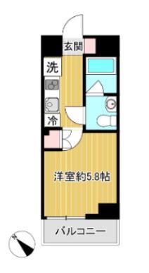 ショーケン レジデンス横浜天王町(1K/7階)の間取り写真