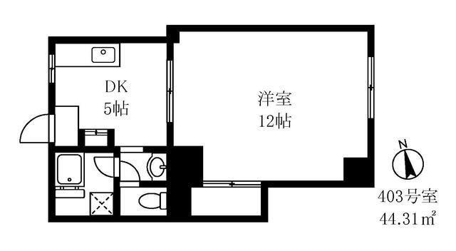 メゾン龍岡(1DK/4階)の間取り写真