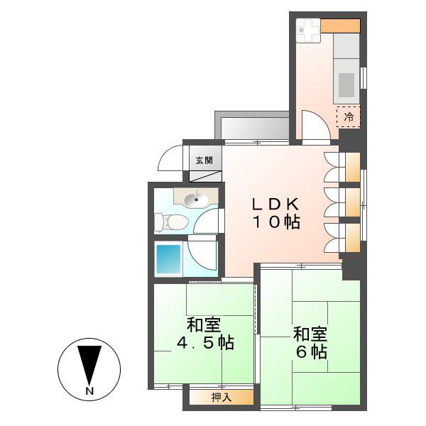 谷口ビル(2LDK/2階)の間取り写真