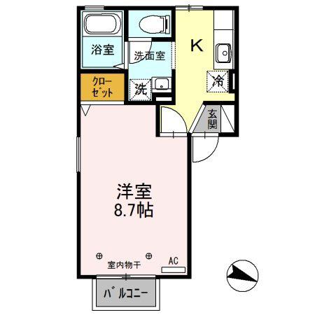 グランメール(1K/2階)の間取り写真