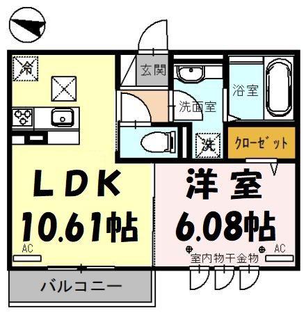 DELASSE KOWA2(1LDK/1階)の間取り写真