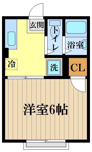 ファルケ小平(1K/1階)の間取り写真