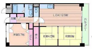 パルハセトン香里園(3LDK/4階)の間取り写真