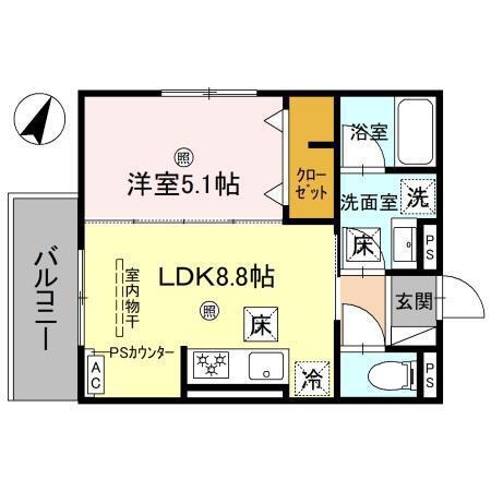 ピオーネ荘(1LDK/1階)の間取り写真