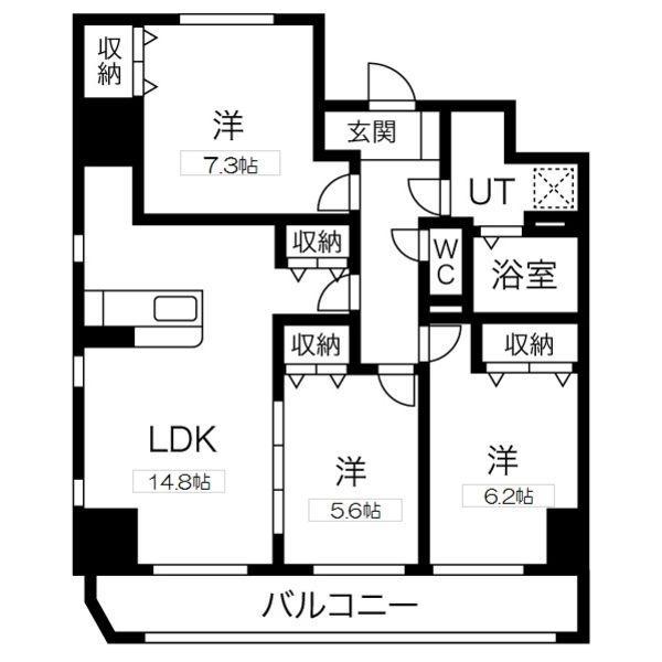 アマルフィーノ(3LDK/5階)の間取り写真