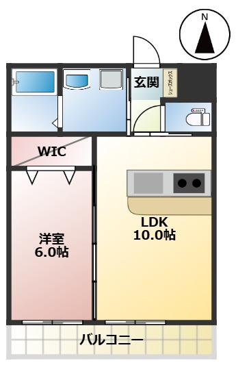 グロテック巨勢(1LDK/4階)の間取り写真
