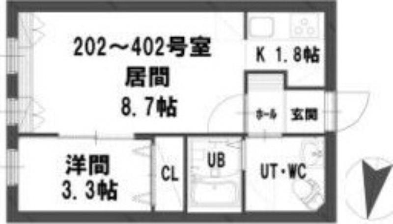 グランメール北11条(1LDK/3階)の間取り写真