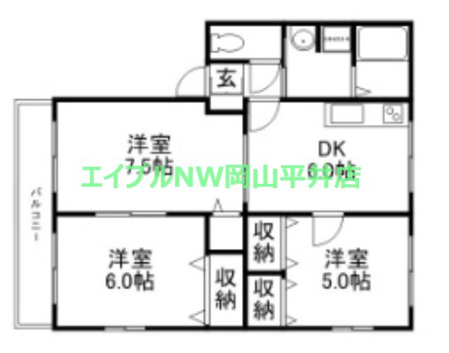 プラザSK II(3DK/1階)の間取り写真