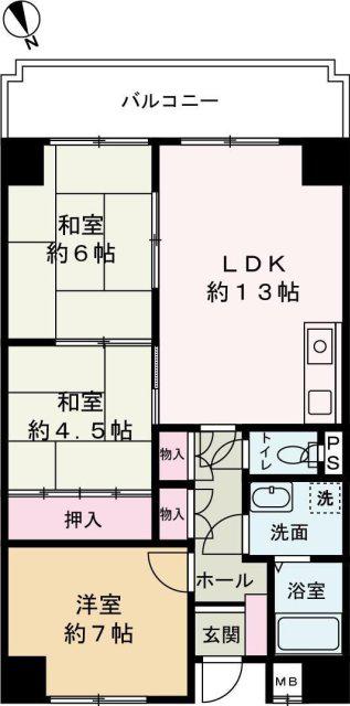 アルコ・ラ・カーサ佃町II(3LDK/2階)の間取り写真