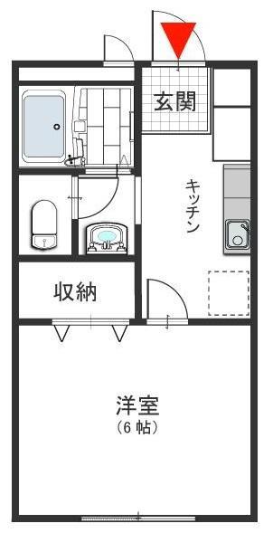 ウインデイア中山手 B(1K/2階)の間取り写真