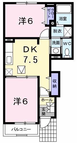 シャルロット(2DK/1階)の間取り写真