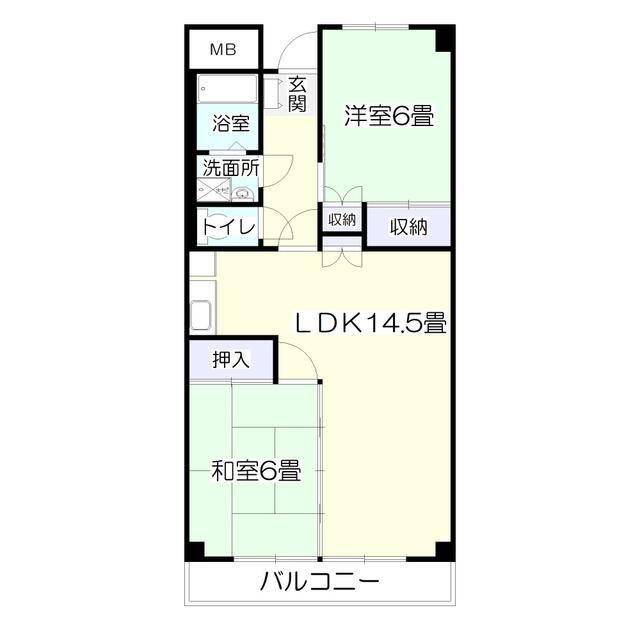 ファーストハイツ高嶺(2LDK/2階)の間取り写真