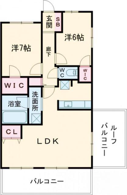 マ・トール熊谷パークテラス(2LDK/6階)の間取り写真