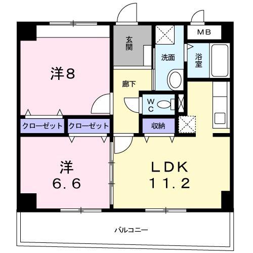 ジェルメ・コムーネ(2LDK/4階)の間取り写真