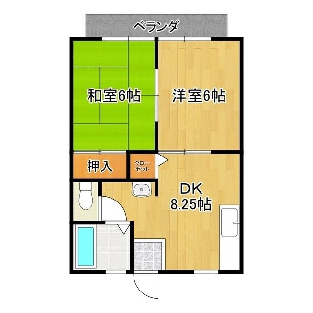 パークハイツ東(2DK/2階)の間取り写真