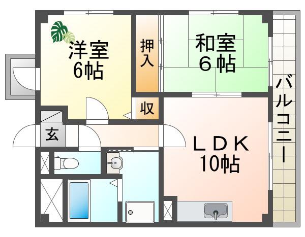 TWIGGY崇徳院II(2LDK/3階)の間取り写真
