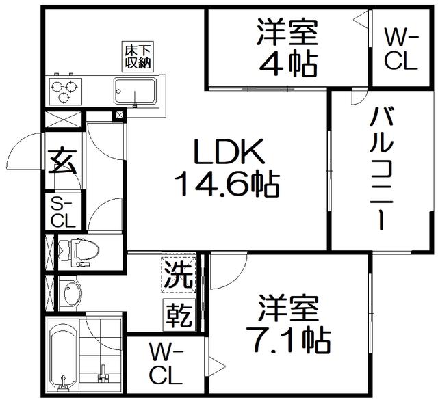 REVE(2LDK/1階)の間取り写真