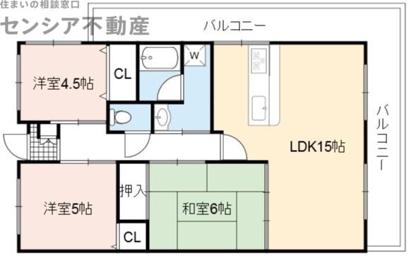 アビタ山本放出西(3LDK/2階)の間取り写真