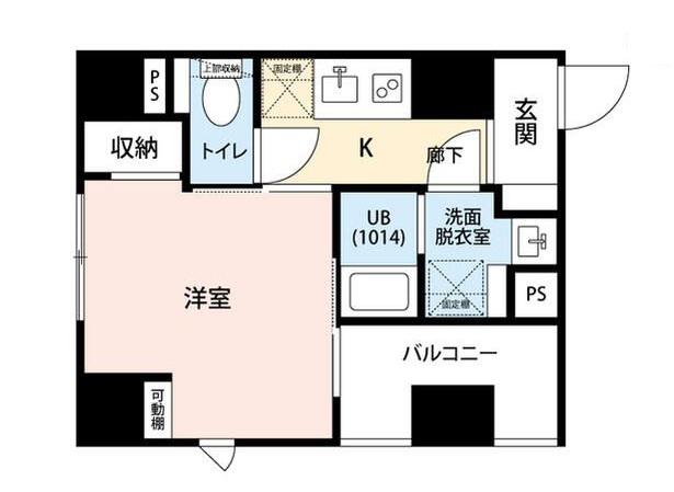プレール・ドゥーク新丸子(1K/4階)の間取り写真