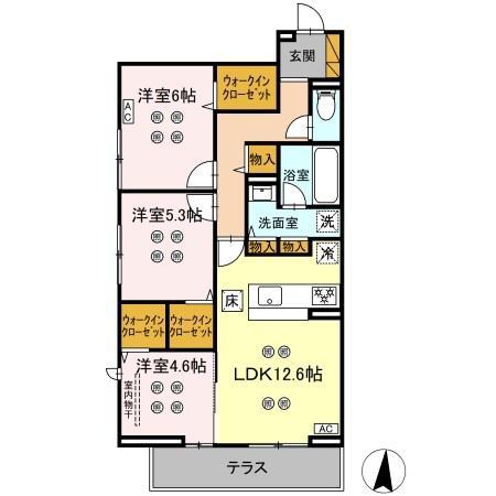 ローテ ベルク(3LDK/1階)の間取り写真