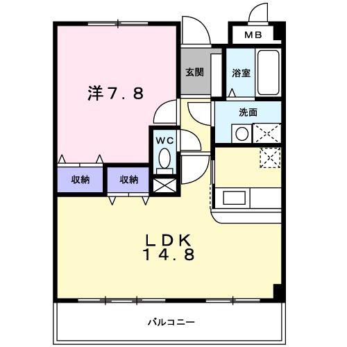 ジュネス上池田(1LDK/1階)の間取り写真