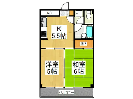 レヂオンス花小金井パートII(2K/2階)の間取り写真