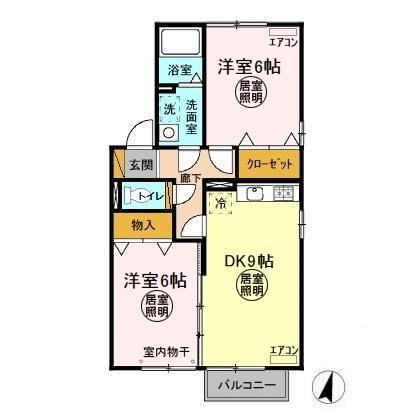 ＪＲ常磐線 偕楽園駅 徒歩85分 2階建 築21年(1LDK/2階)の間取り写真