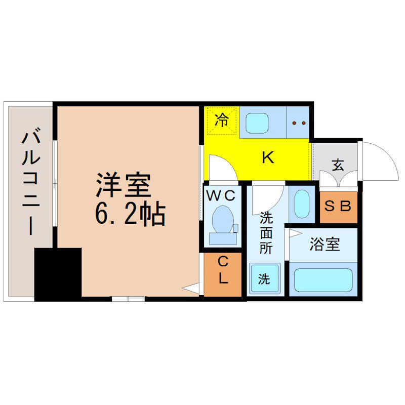 エステムコート名古屋泉プラチナムゲート(1K/2階)の間取り写真