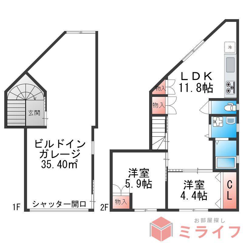 SOCLE DE TAJIMA(2LDK/1階)の間取り写真