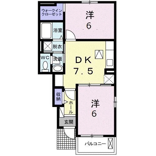 サニーサイド アルファ(2DK/1階)の間取り写真