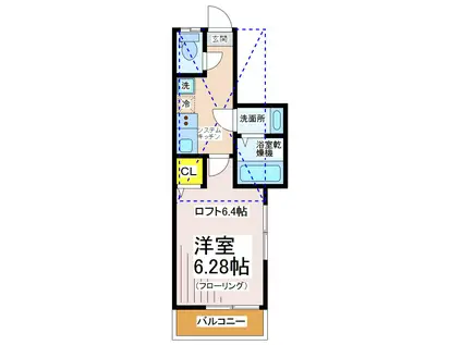 カスティーロつつじが丘(1K/2階)の間取り写真