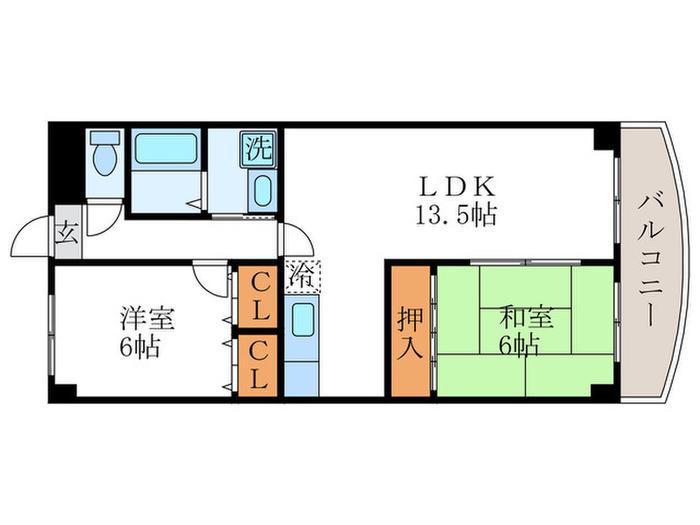 ベネッセ桂川(2LDK/2階)の間取り写真