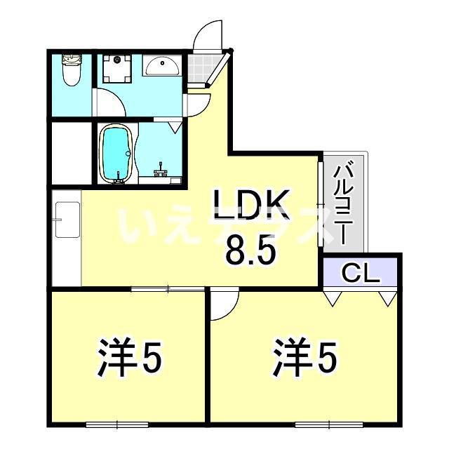 サンハイツ2番館(2LDK/3階)の間取り写真