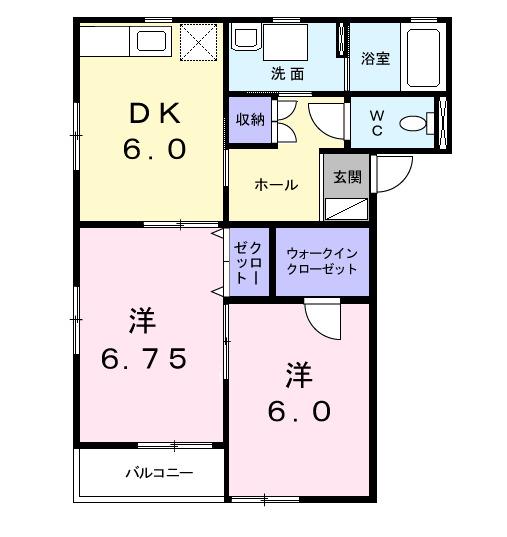 PARF(2DK/2階)の間取り写真