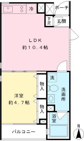HI-ROOMS新代田(1LDK/2階)の間取り写真